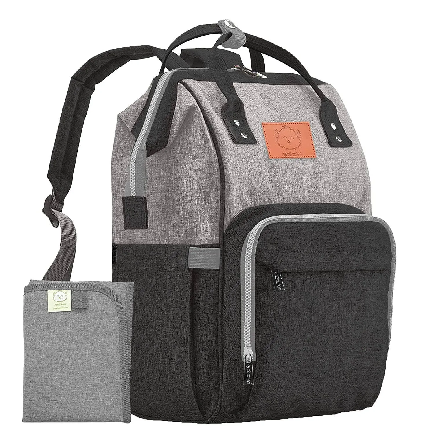 Black and Gray Diaper Bag Backpack with Monogram