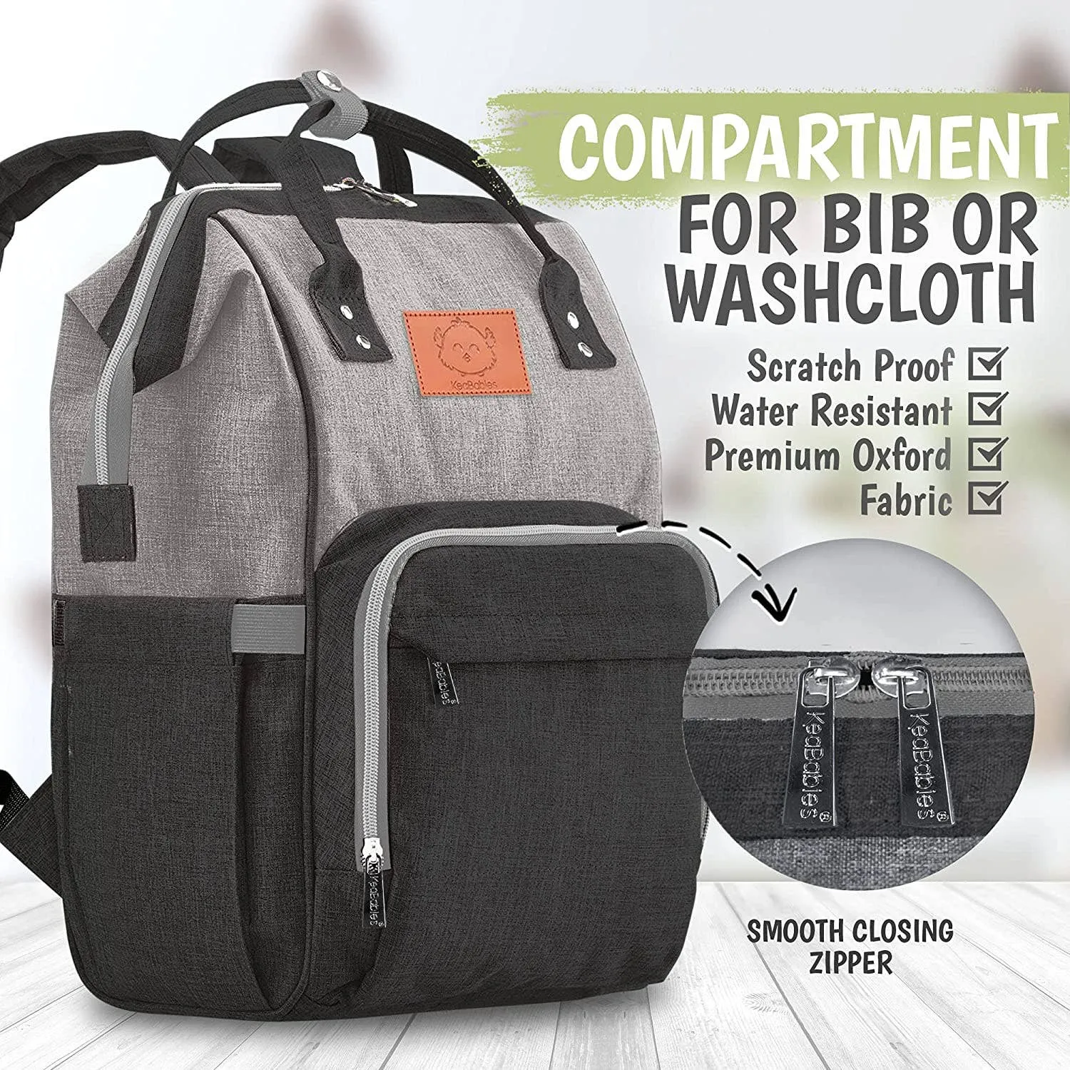 Black and Gray Diaper Bag Backpack with Monogram