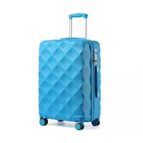 British Traveller 24'' Ultralight Blue Diamond Suitcase with TSA Lock - Durable Polycarbonate & ABS Construction