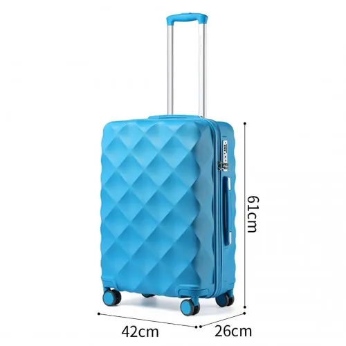 British Traveller 24'' Ultralight Blue Diamond Suitcase with TSA Lock - Durable Polycarbonate & ABS Construction