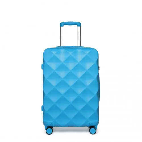 British Traveller 24'' Ultralight Blue Diamond Suitcase with TSA Lock - Durable Polycarbonate & ABS Construction