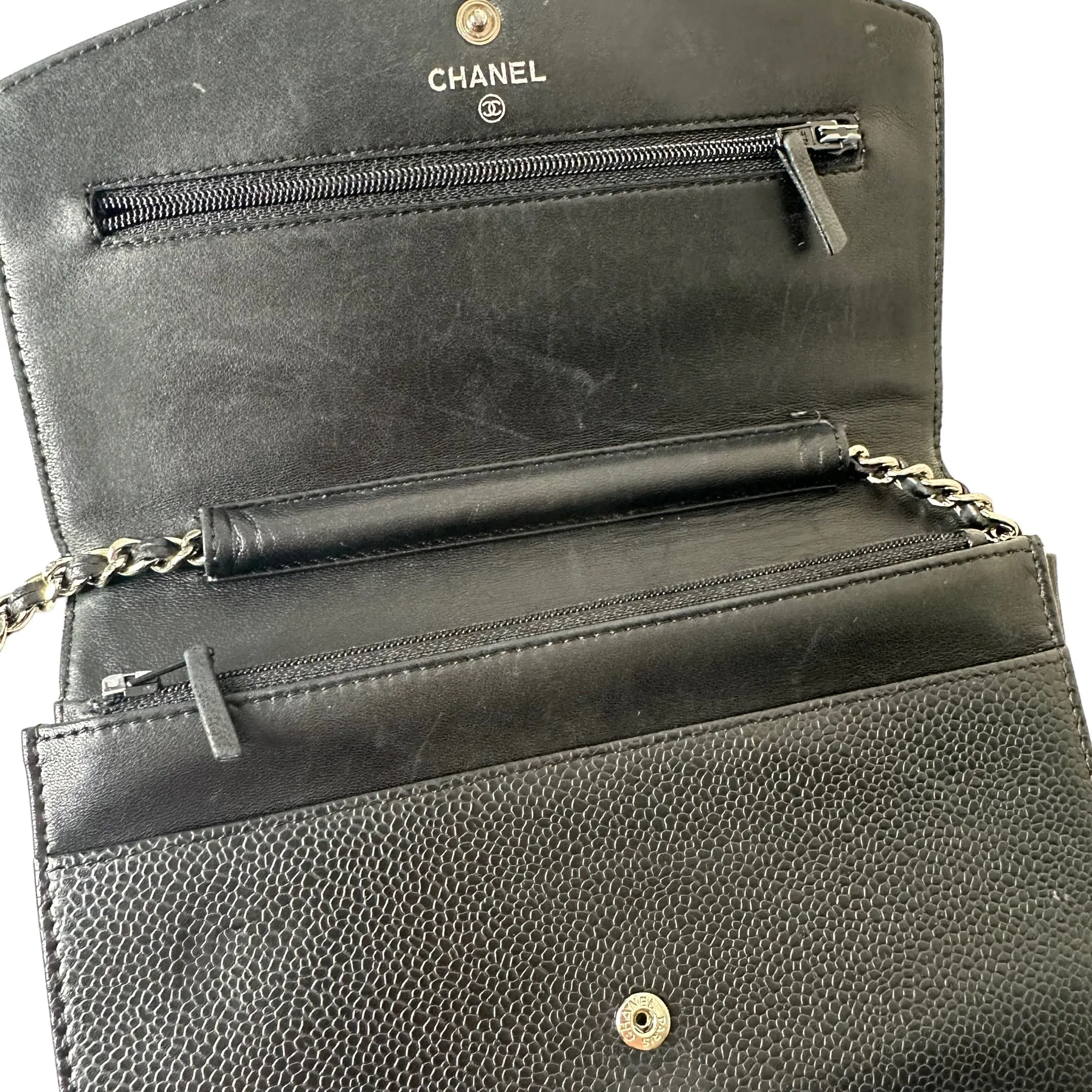 CHANEL Black Caviar Wallet On Chain