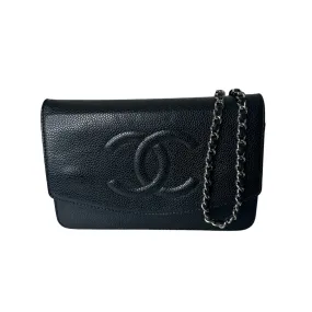 CHANEL Black Caviar Wallet On Chain