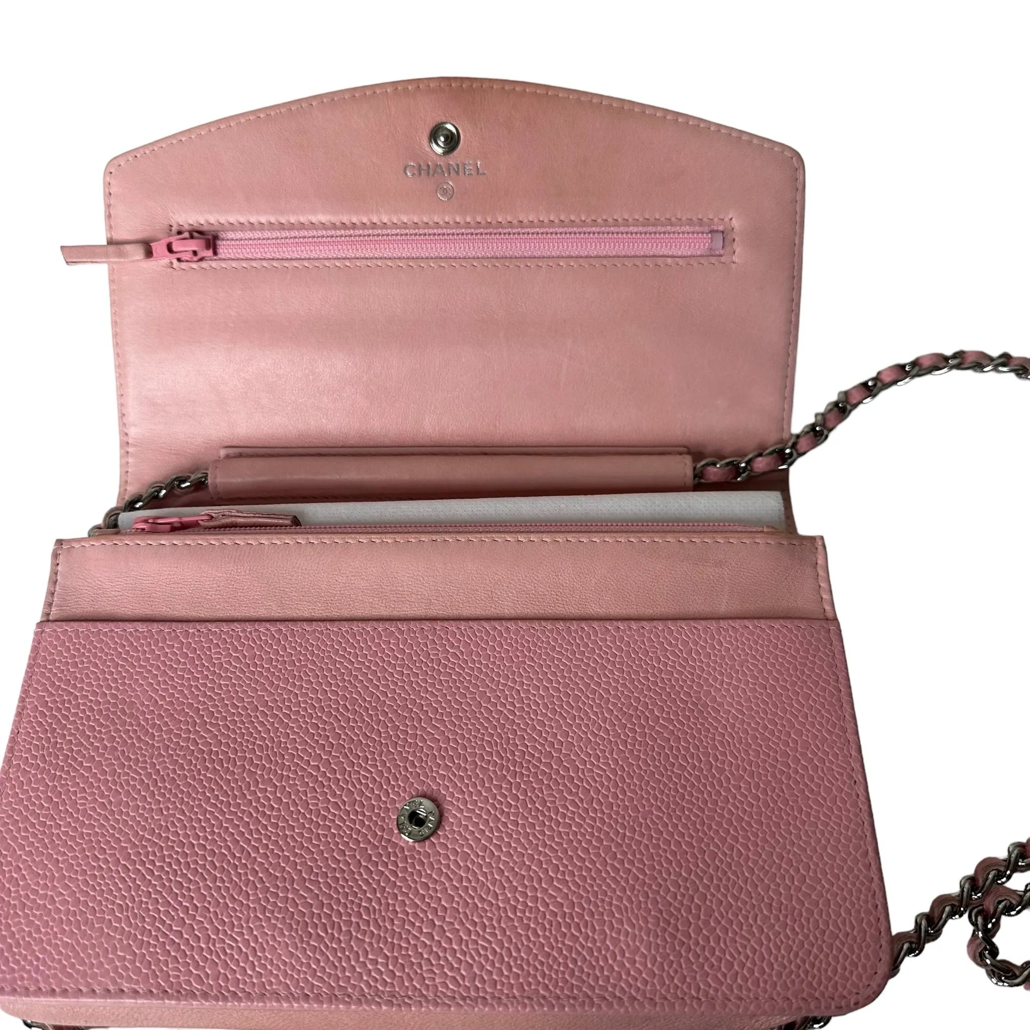 CHANEL Pink Caviar Wallet On Chain