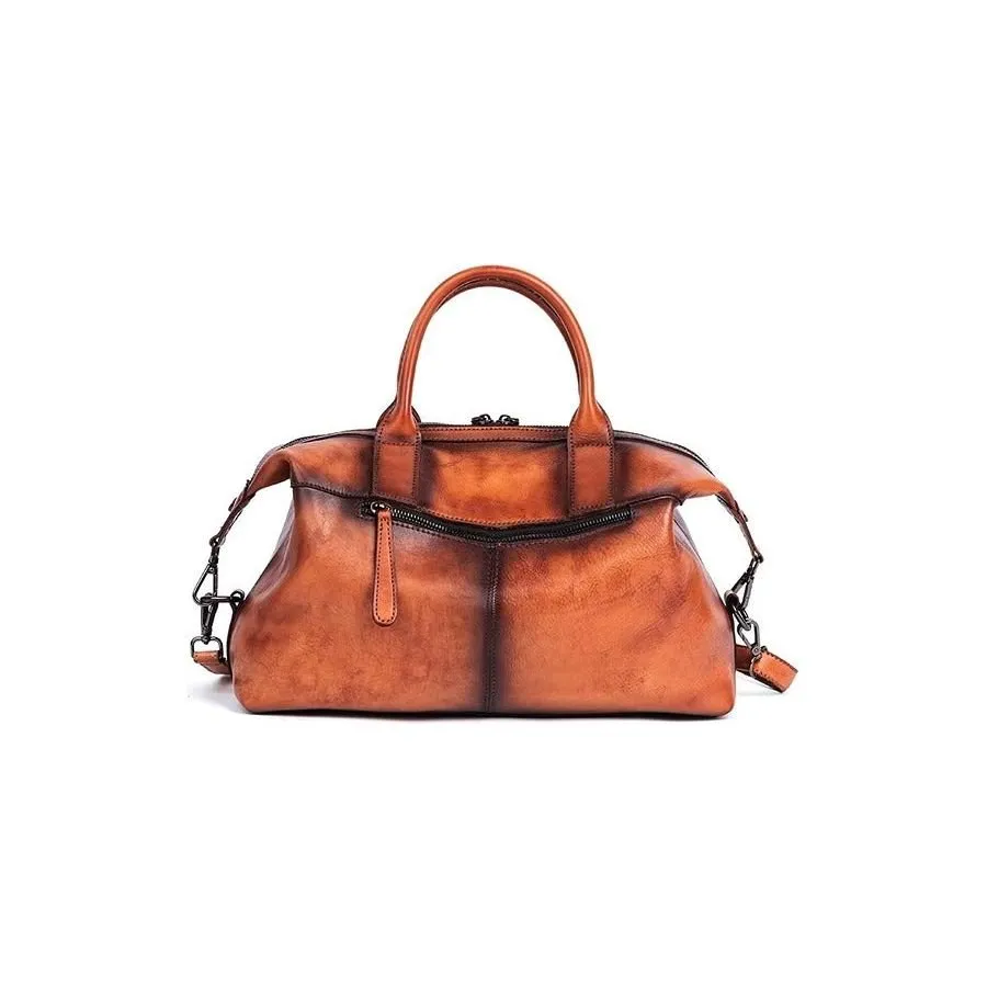 Chic Cowhide Retro Leather Handbag