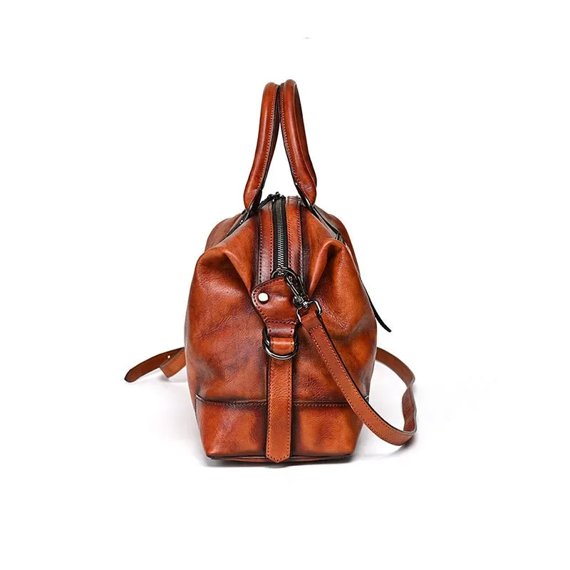 Chic Cowhide Retro Leather Handbag