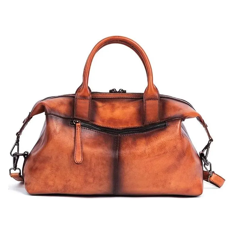 Chic Cowhide Retro Leather Handbag