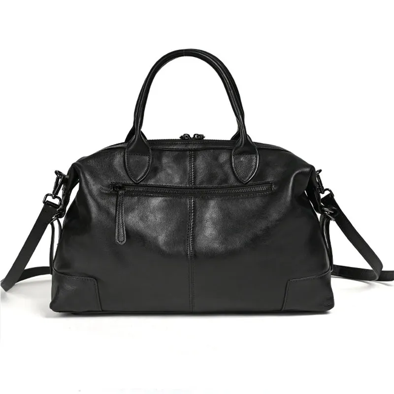 Chic Cowhide Retro Leather Handbag