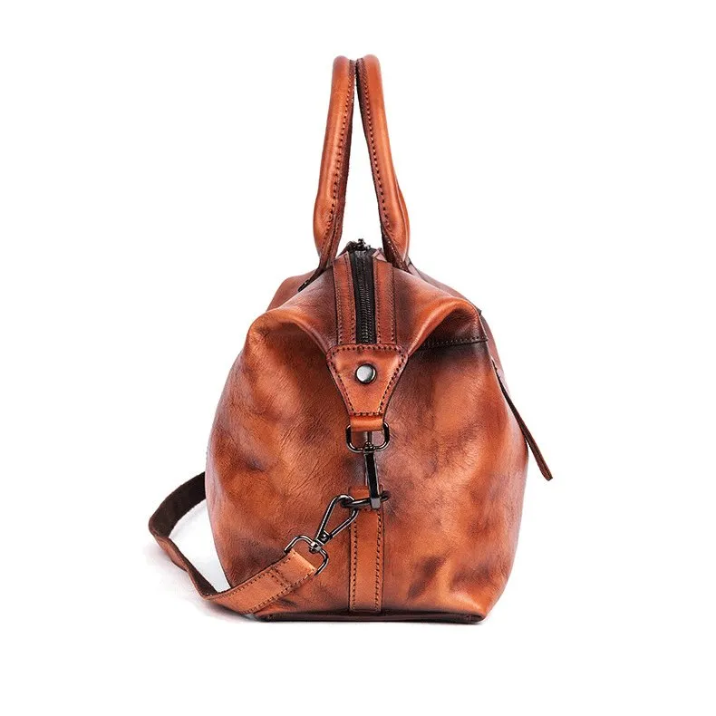 Chic Cowhide Retro Leather Handbag