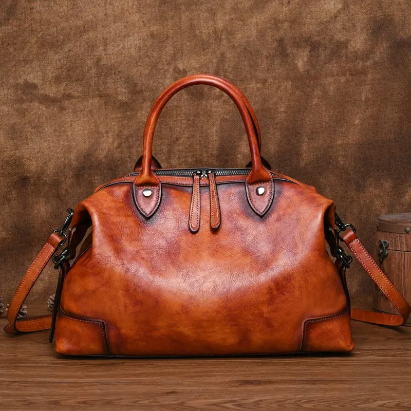 Chic Cowhide Retro Leather Handbag