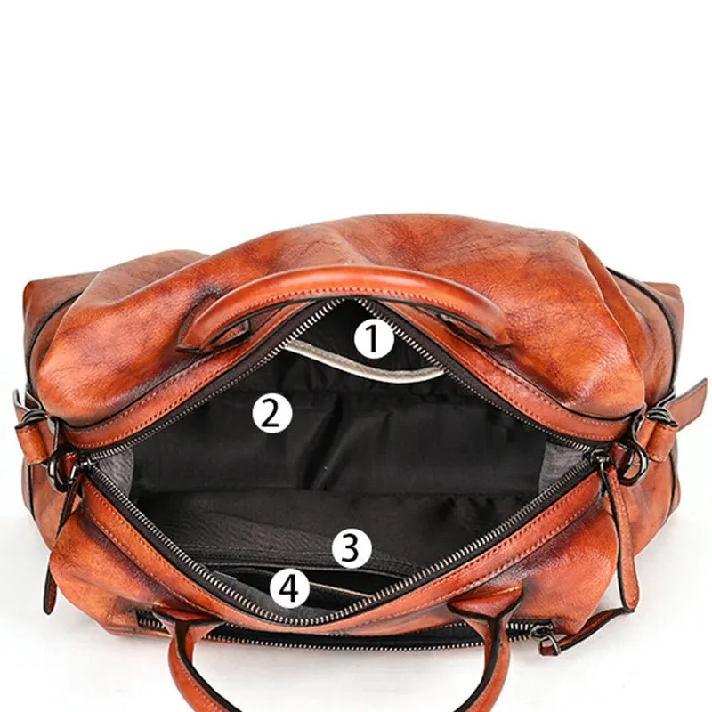 Chic Cowhide Retro Leather Handbag