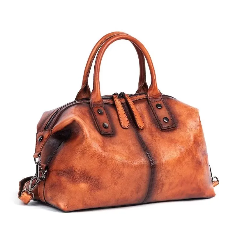 Chic Cowhide Retro Leather Handbag