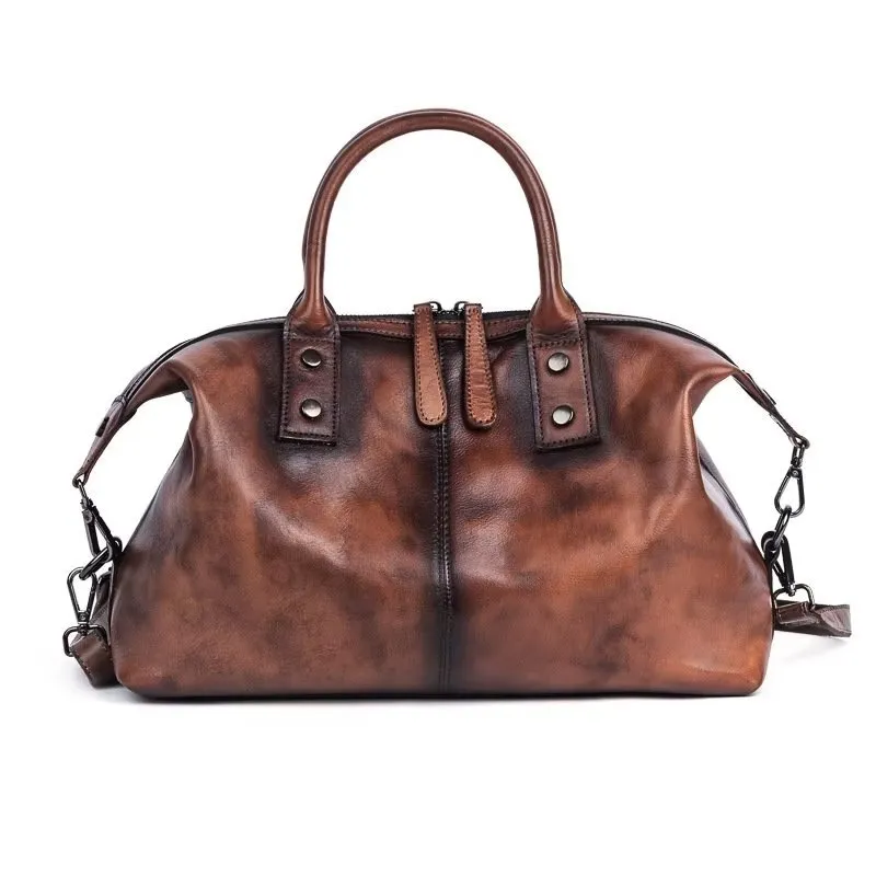 Chic Cowhide Retro Leather Handbag