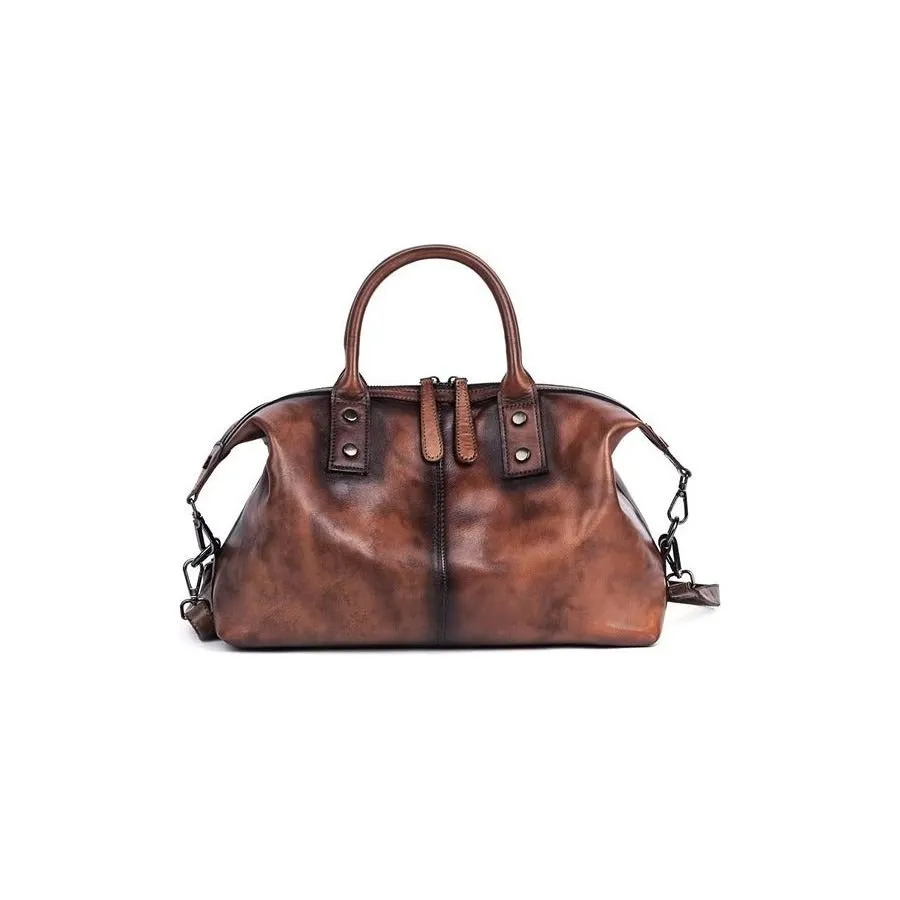 Chic Cowhide Retro Leather Handbag