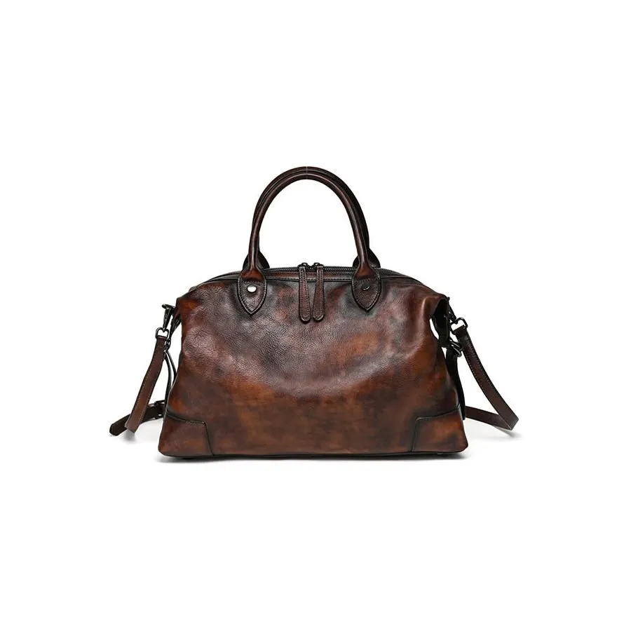 Chic Cowhide Retro Leather Handbag