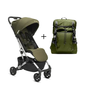 Compact Stroller and Parent Backpack Bundle, Olive