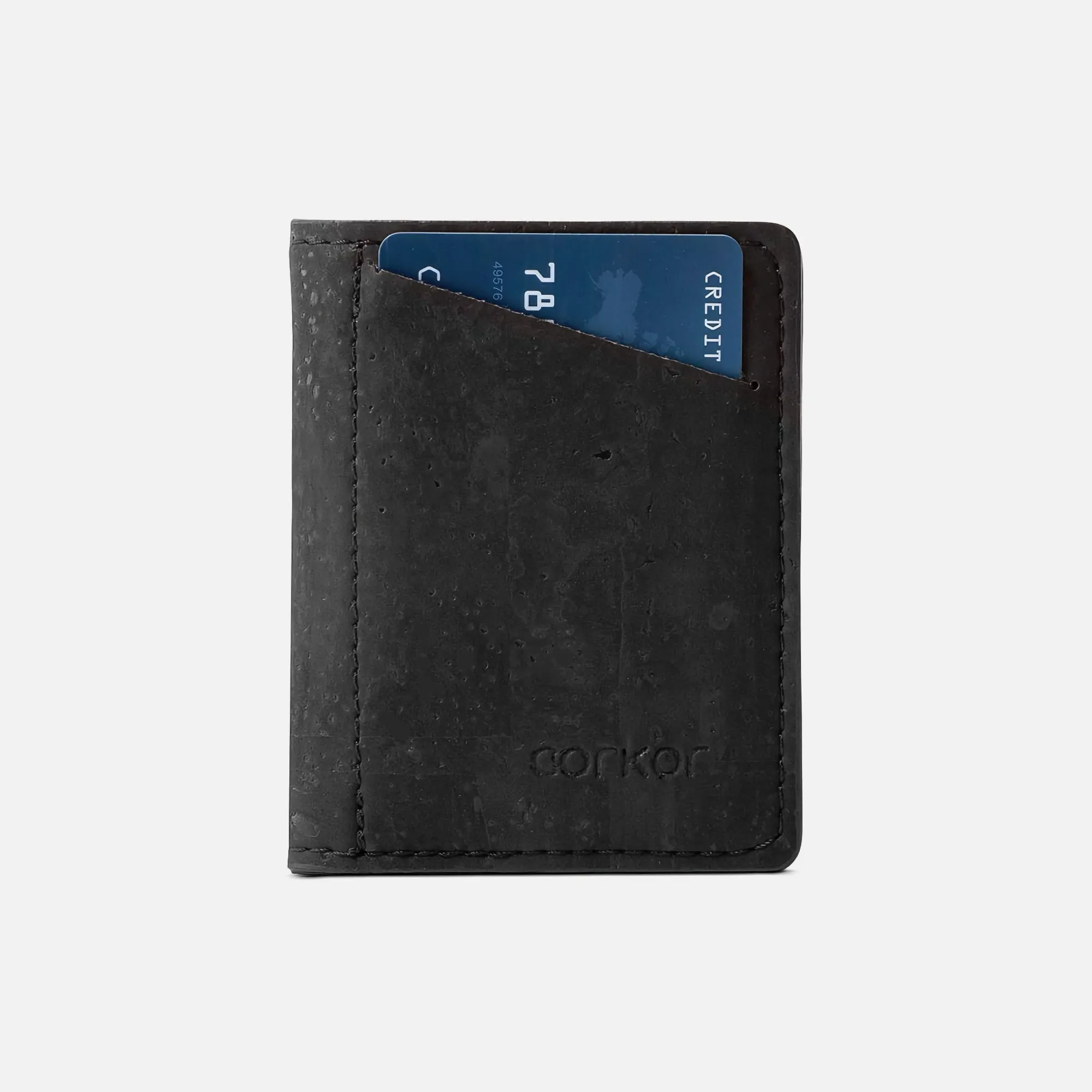 Corkor Vegan Cork Slim Wallet with Coin Pocket, Black