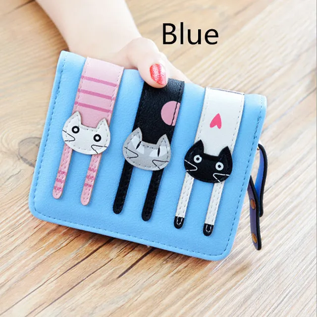 Cute PU Leather Hasp Cartoon Cat Purse