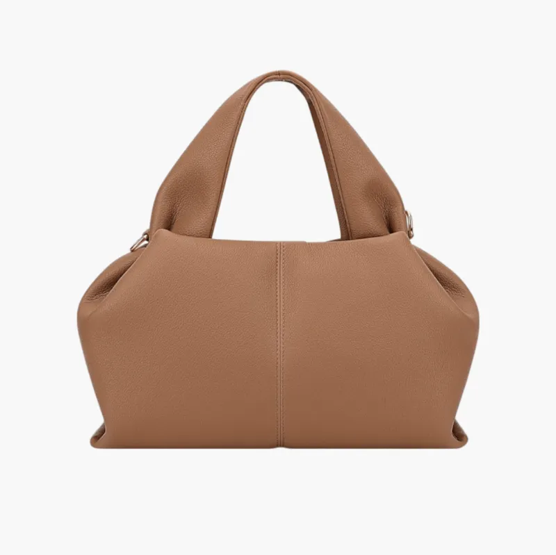 Elegant Vegan Leather Handbag - Luxurious Everyday Tote with Gold Accents and Spacious Interior