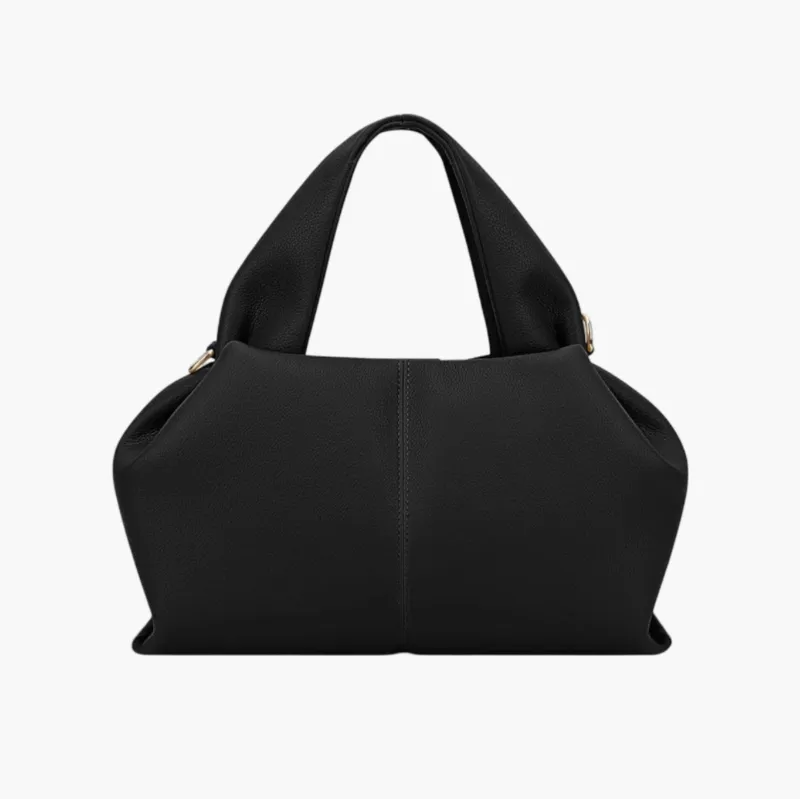 Elegant Vegan Leather Handbag - Luxurious Everyday Tote with Gold Accents and Spacious Interior