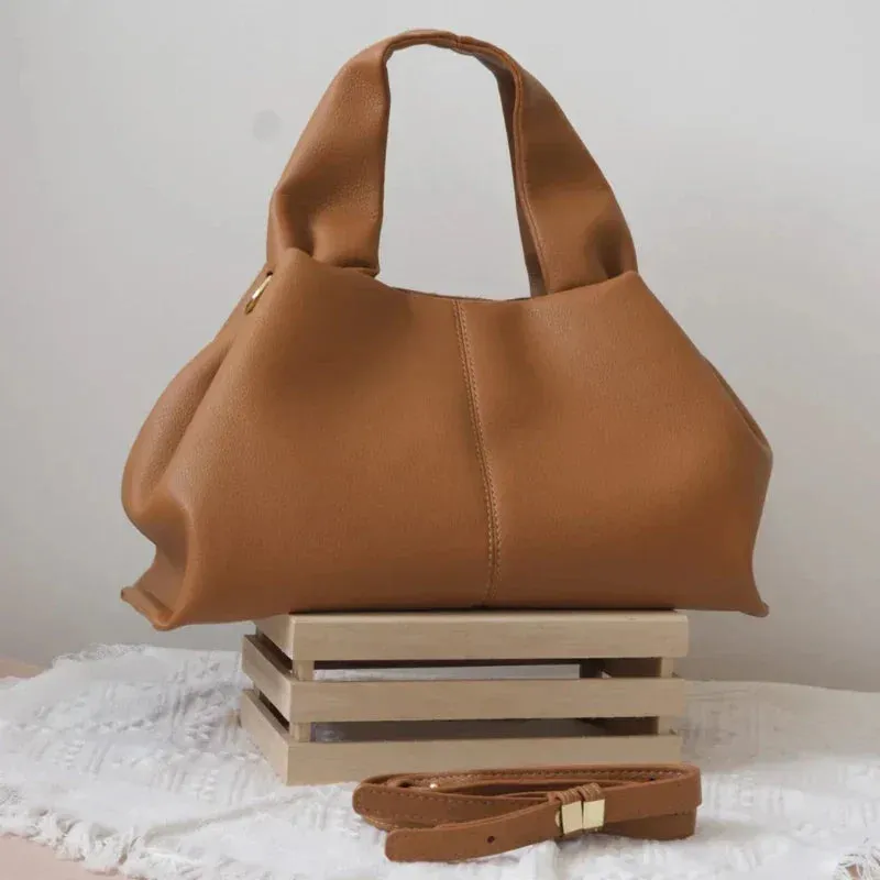 Elegant Vegan Leather Handbag - Luxurious Everyday Tote with Gold Accents and Spacious Interior