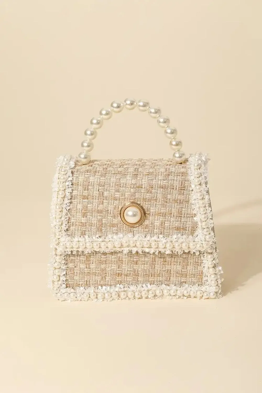 Fame Pearly Trim Woven Handbag