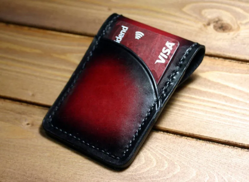 Front Pocket Minimalist Wallet, Red & Black W/ Snap