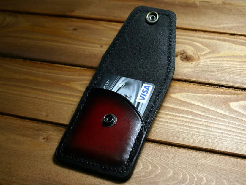 Front Pocket Minimalist Wallet, Red & Black W/ Snap