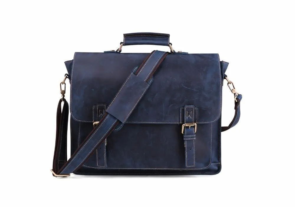 Genuine Leather Mens Briefcase Casual Messenger Laptop Bag