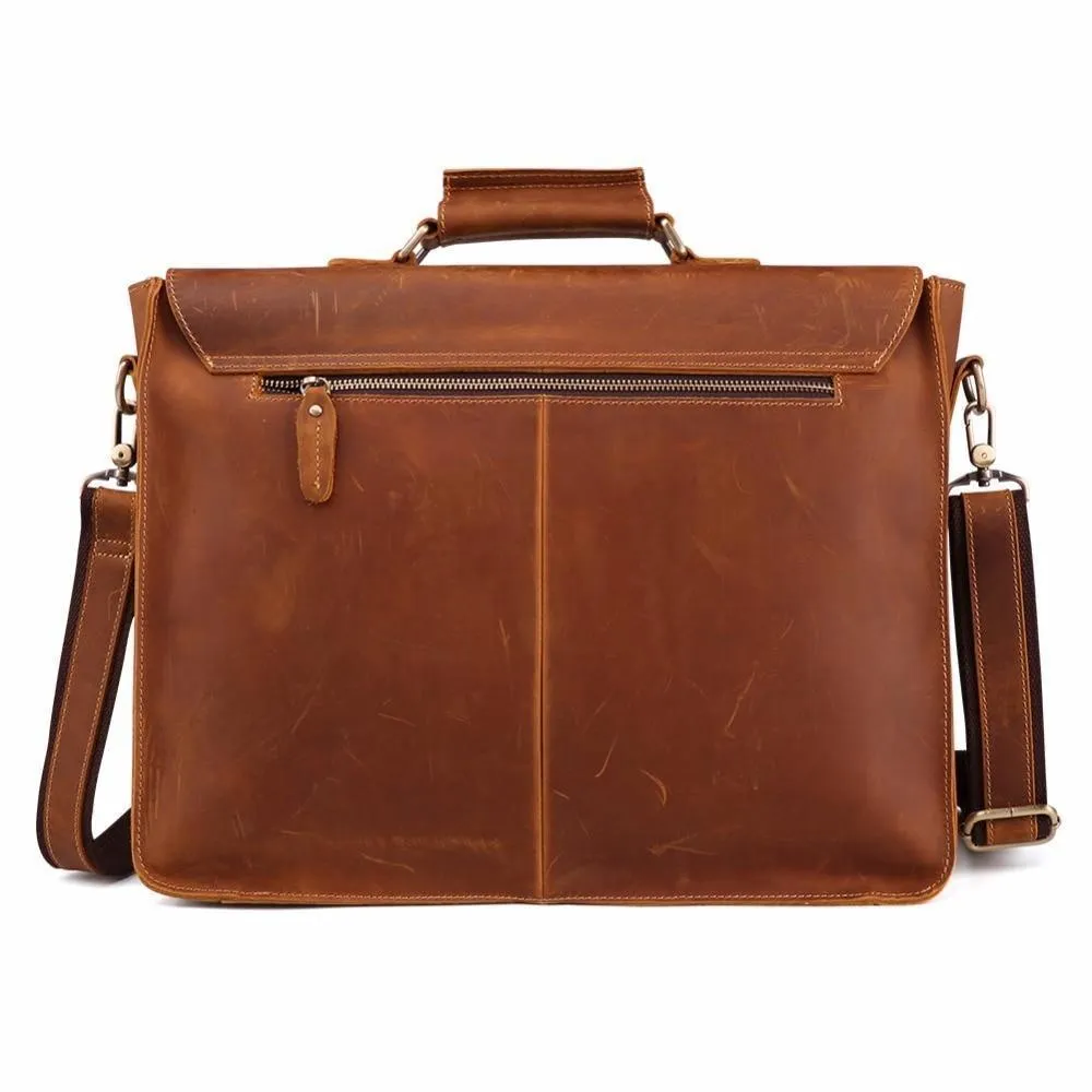 Genuine Leather Mens Briefcase Casual Messenger Laptop Bag