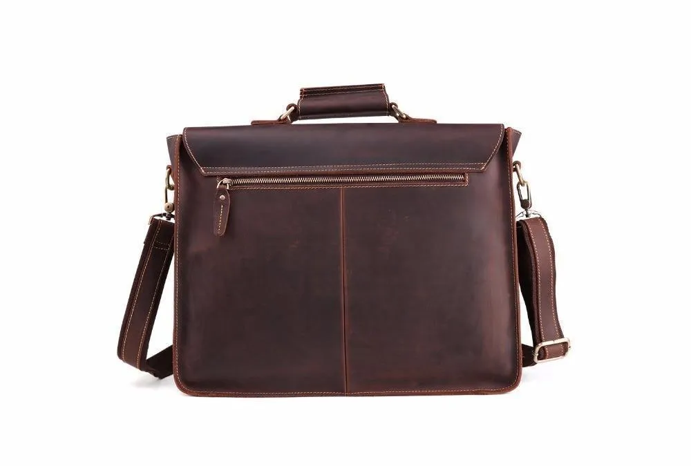 Genuine Leather Mens Briefcase Casual Messenger Laptop Bag