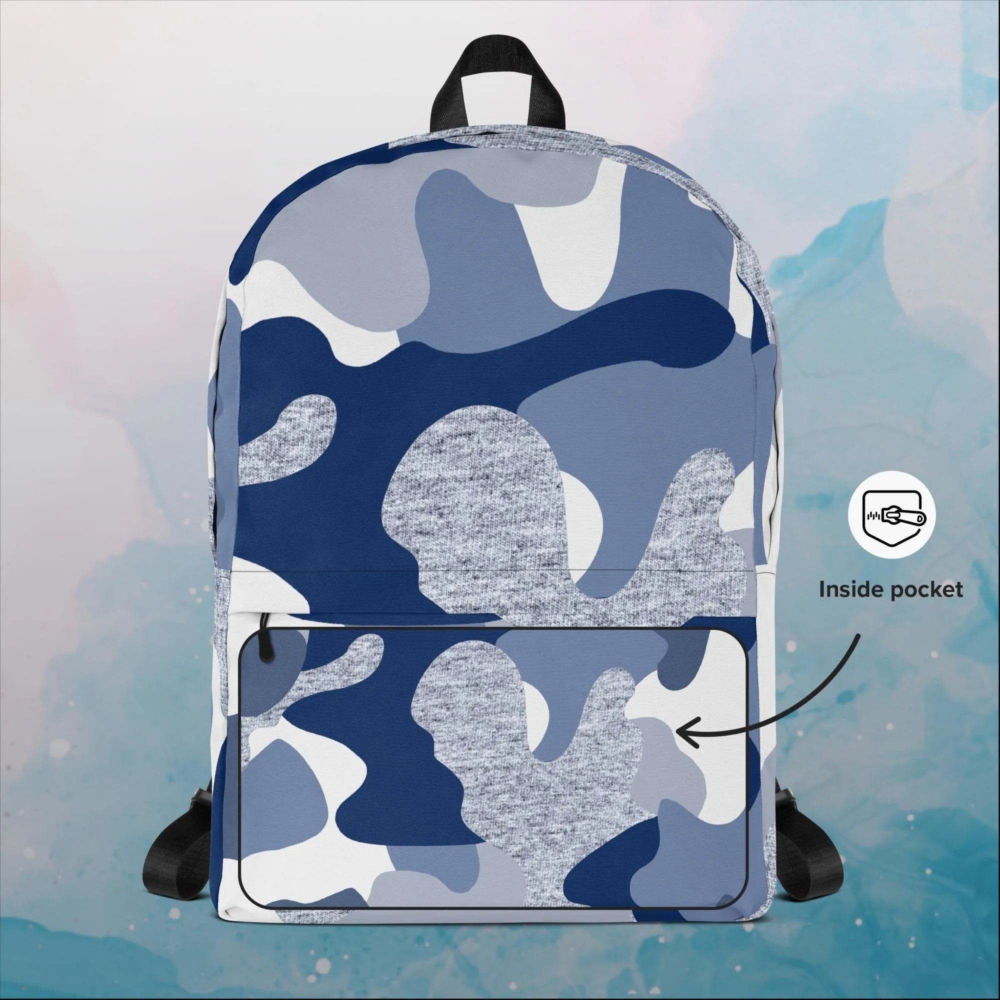 Giant Blue Camo Print Backpack