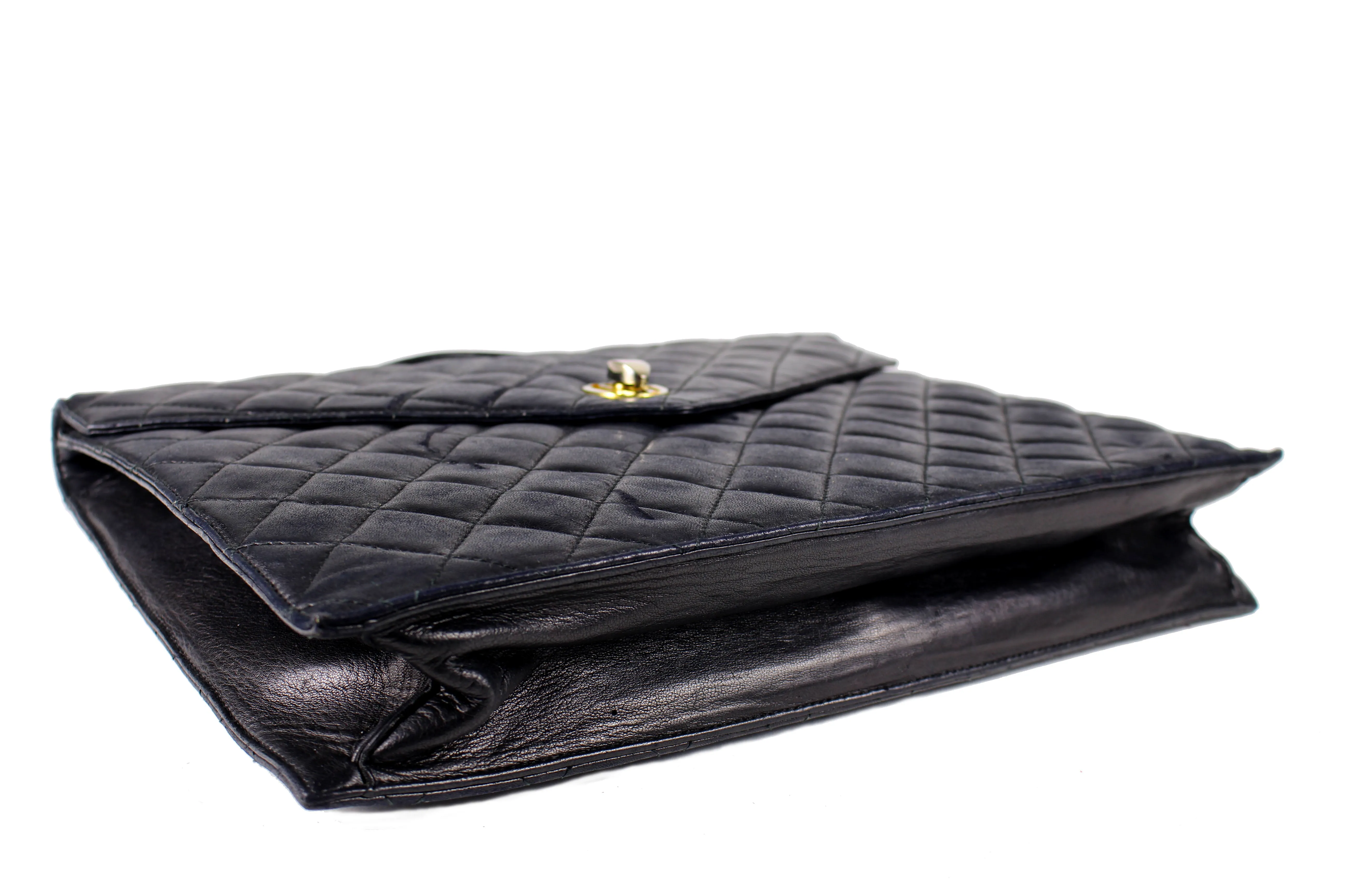 GIORGIO CORSINI black quilted leather briefcase bag