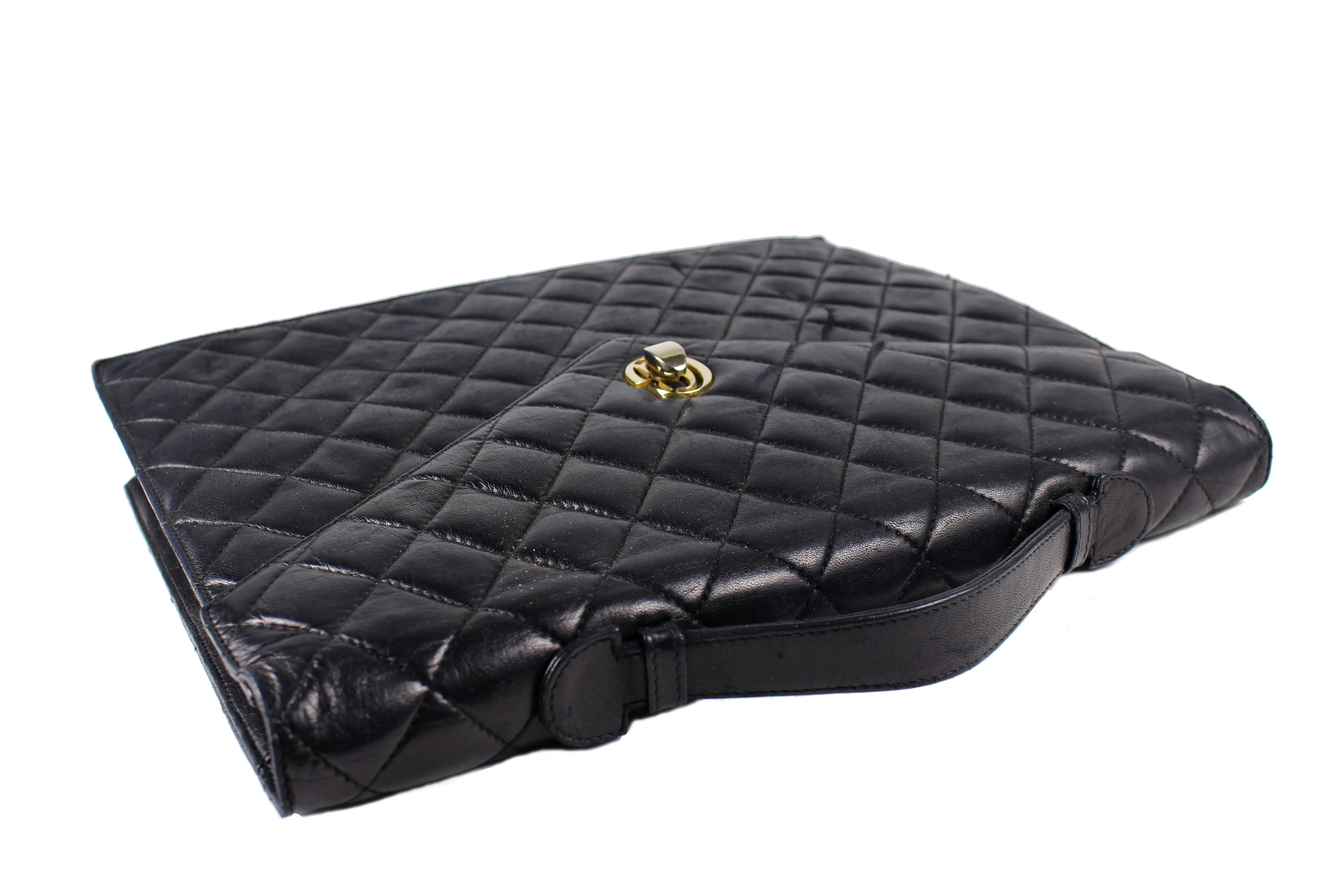 GIORGIO CORSINI black quilted leather briefcase bag