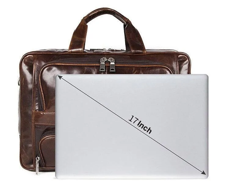 High-Quality Leather Briefcase With 17Inch Laptop