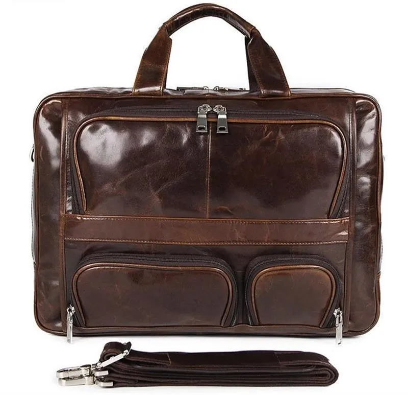 High-Quality Leather Briefcase With 17Inch Laptop