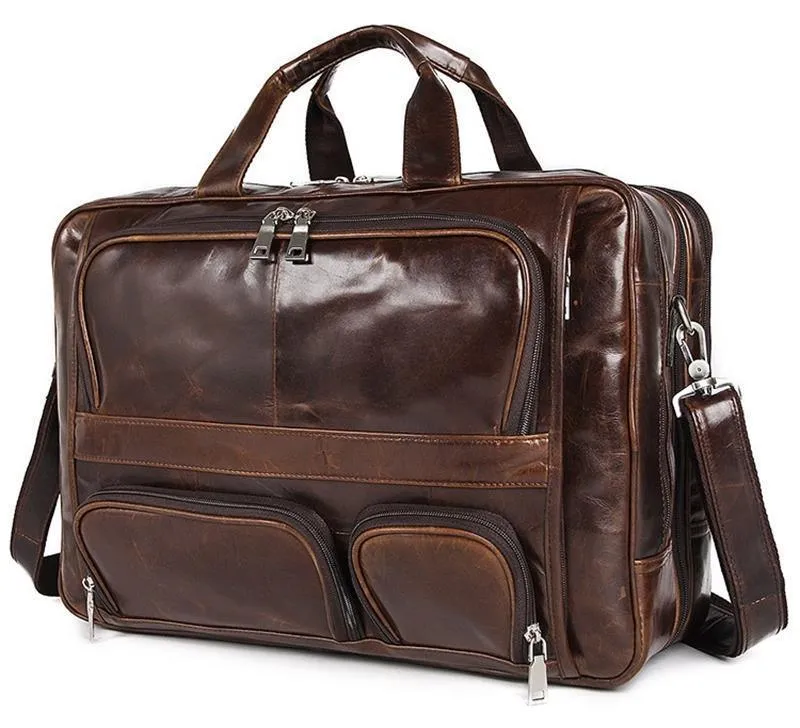 High-Quality Leather Briefcase With 17Inch Laptop