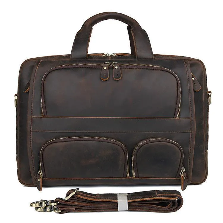 High-Quality Leather Briefcase With 17Inch Laptop