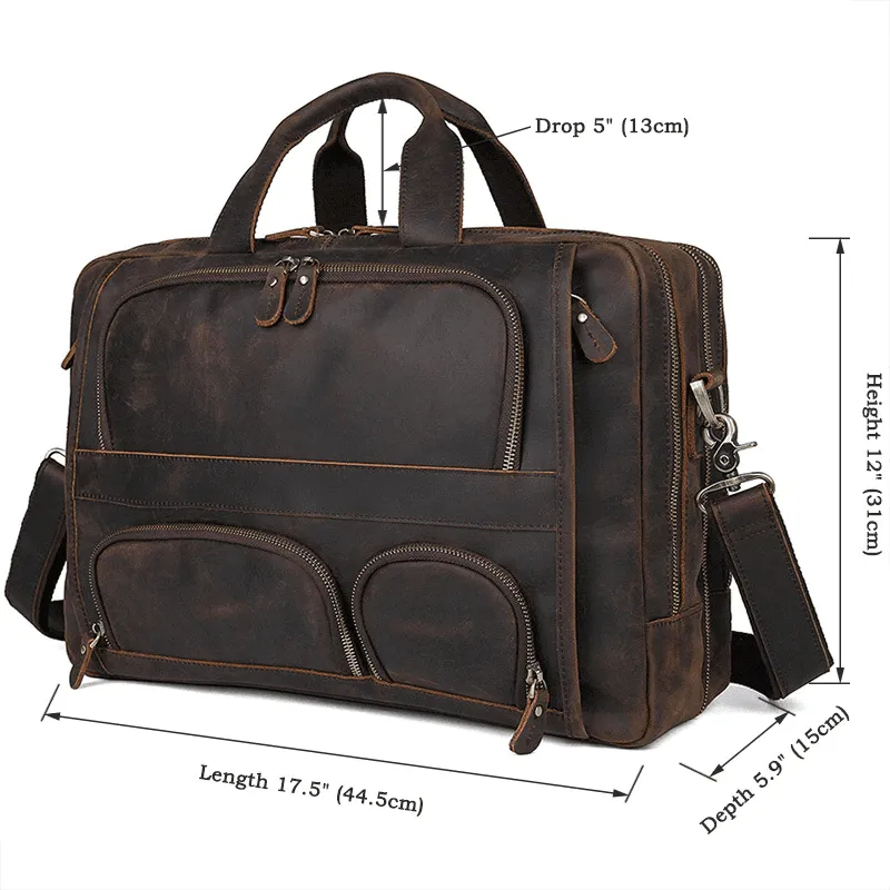 High-Quality Leather Briefcase With 17Inch Laptop