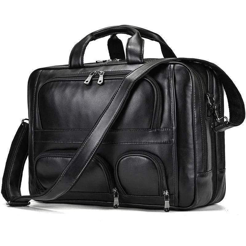 High-Quality Leather Briefcase With 17Inch Laptop