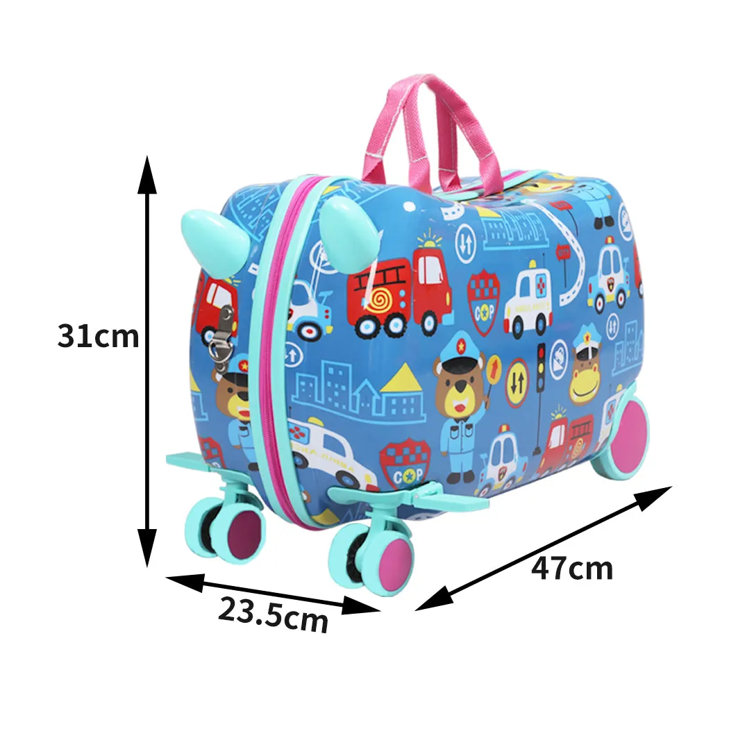 Kids Ride On Suitcase Children Travel Luggage Carry Bag Trolley Cars