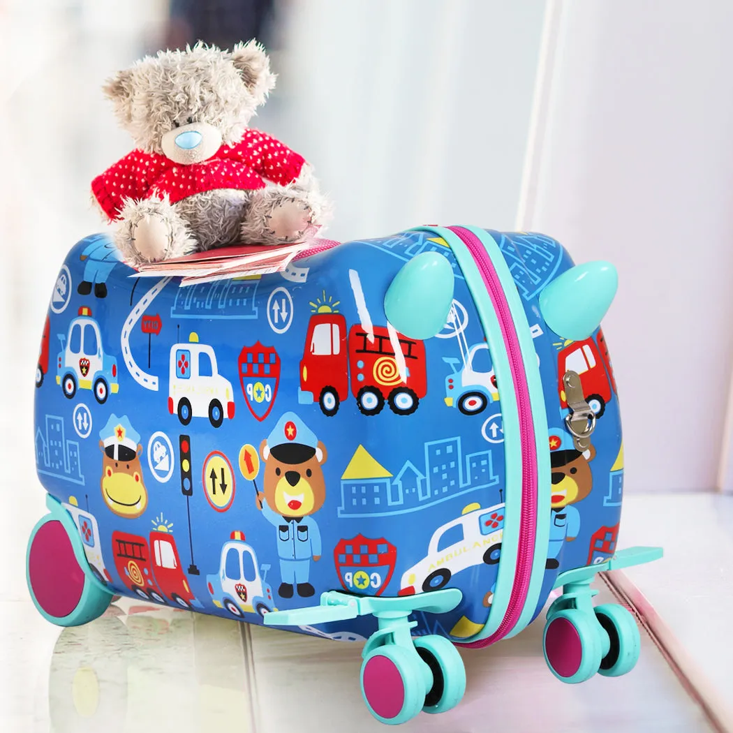 Kids Ride On Suitcase Children Travel Luggage Carry Bag Trolley Cars