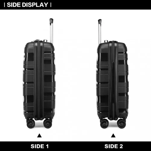 Kono 20 Inch Lightweight Polypropylene Hard Shell Suitcase with TSA Lock - Black | Stylish & Durable Travel Luggage