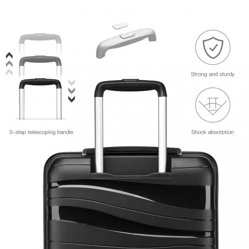 Kono 20 Inch Lightweight Polypropylene Hard Shell Suitcase with TSA Lock - Black | Stylish & Durable Travel Luggage