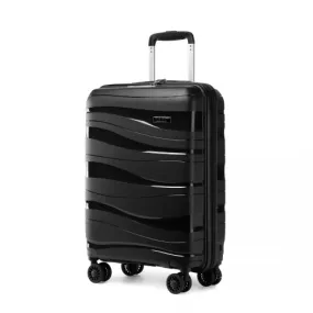 Kono 20 Inch Lightweight Polypropylene Hard Shell Suitcase with TSA Lock - Black | Stylish & Durable Travel Luggage