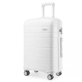 Kono 24 Inch Multi Texture Hard Shell PP Suitcase - Classic Collection - White