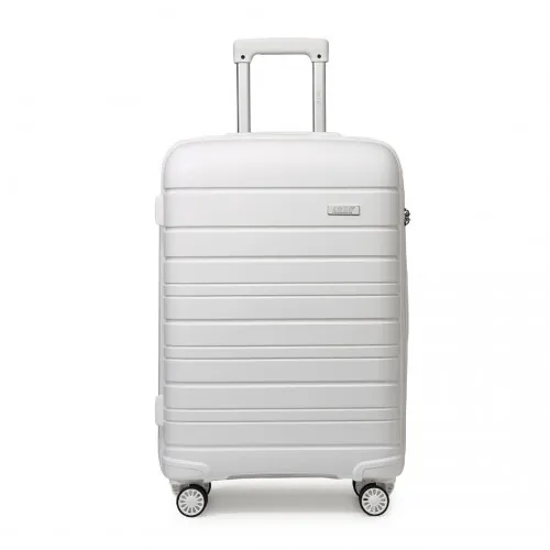 Kono 24 Inch Multi Texture Hard Shell PP Suitcase - Classic Collection - White