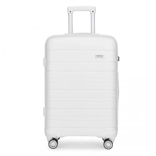 Kono 24 Inch Multi Texture Hard Shell PP Suitcase - Classic Collection - White