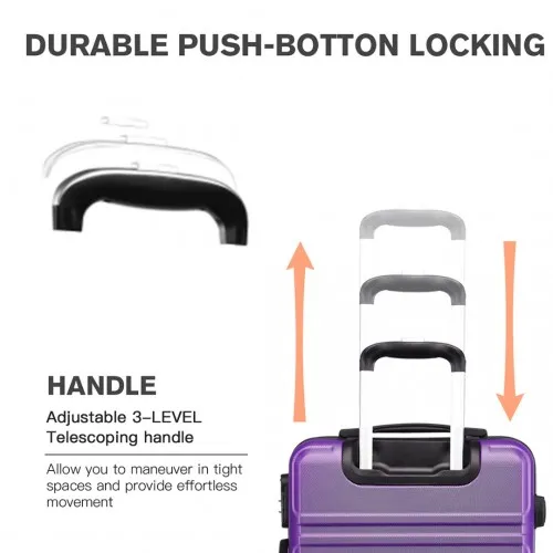 Kono 28-Inch Purple Hardcase Suitcase with TSA Lock & Spinner Wheels