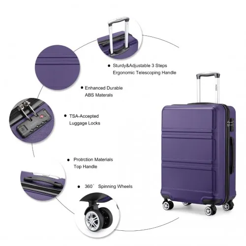 Kono 28-Inch Purple Hardcase Suitcase with TSA Lock & Spinner Wheels